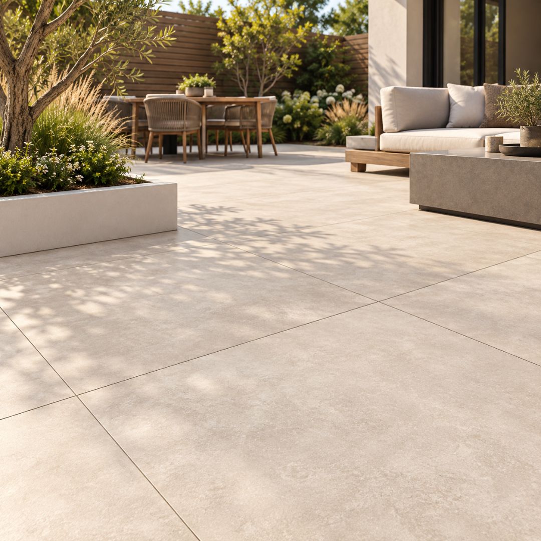 Keramische Tuintegel 100x100 Marmer Beige