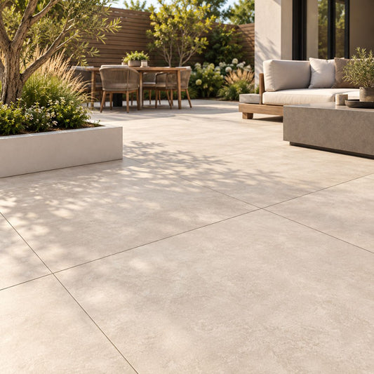 Keramische Tuintegel 100x100 Marmer Beige