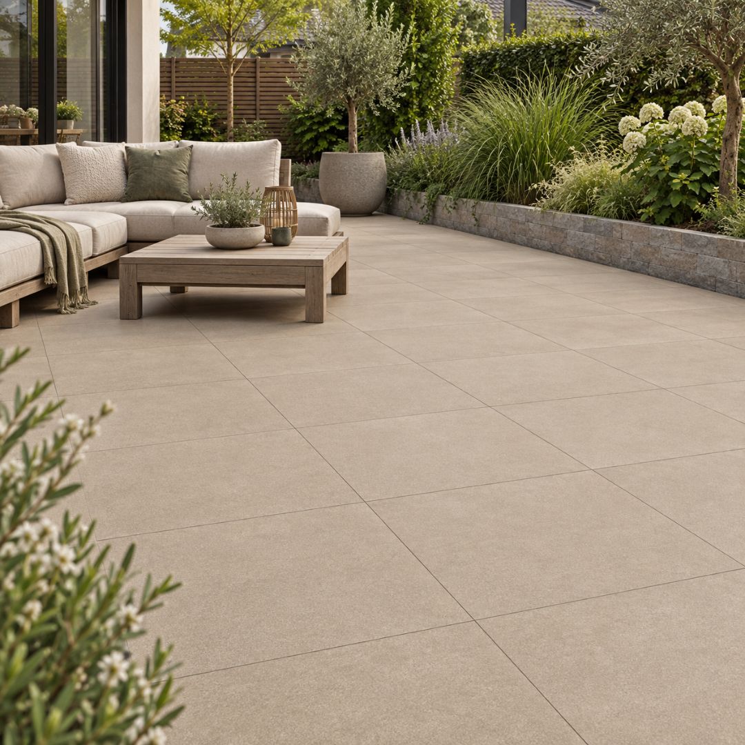Keramische Tuintegel Vormio Sand 60x60x4cm